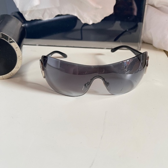 Bvlgari gradient shield sunglasses with crystal-embellished